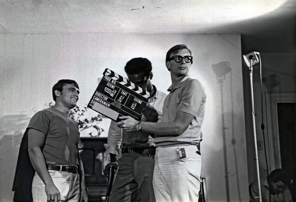 Russ Streiner slating a scene during the production of 'Night of the Living Dead'